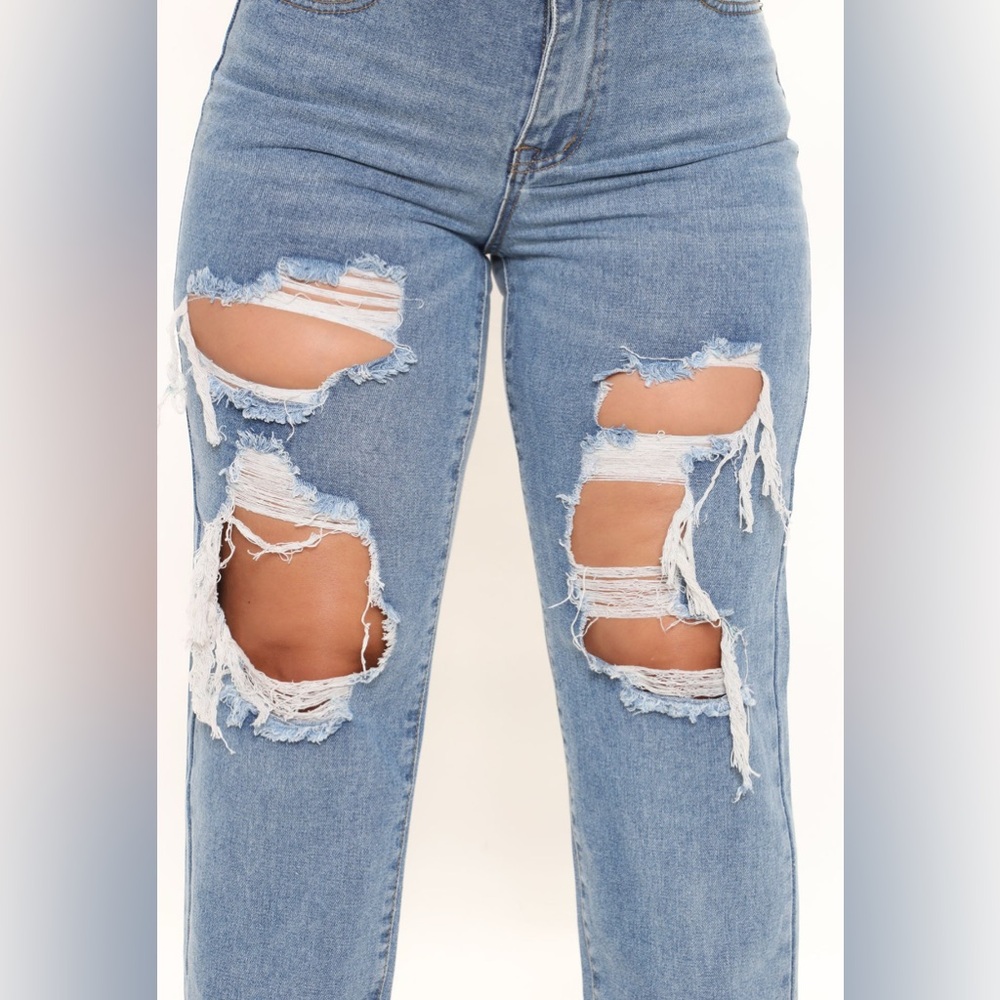 NWT [Fashion Nova] 90's Flashback Tapered Jeans - Medium Blue Wash Women’s Sz 7 - Picture 3 of 8